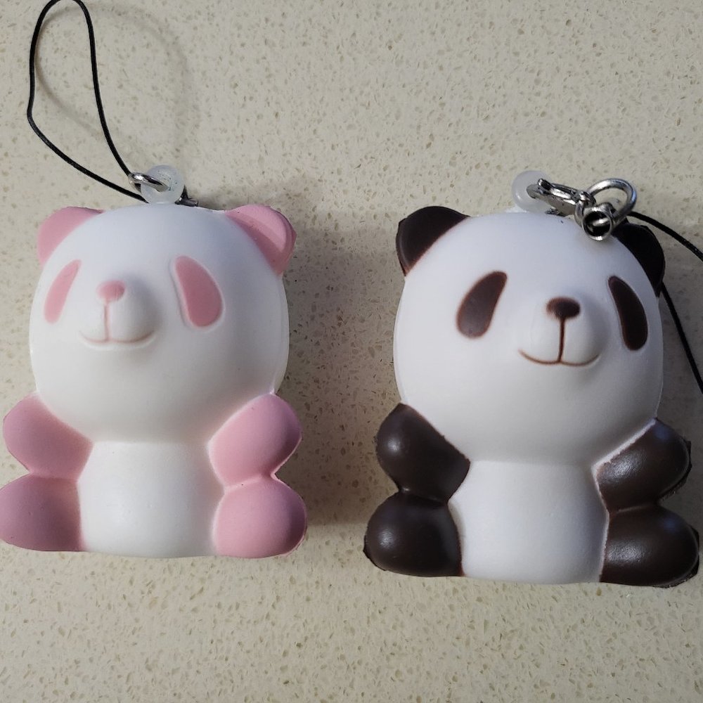 Kawaii Pink & Brown Bear squishy toy cell phone strap